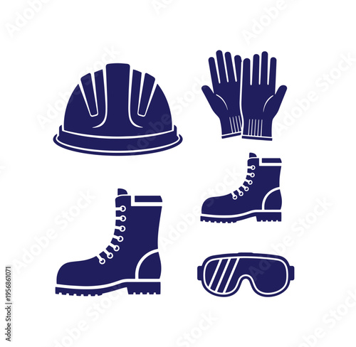 collection of personal protective equipment for safety and protection on a site