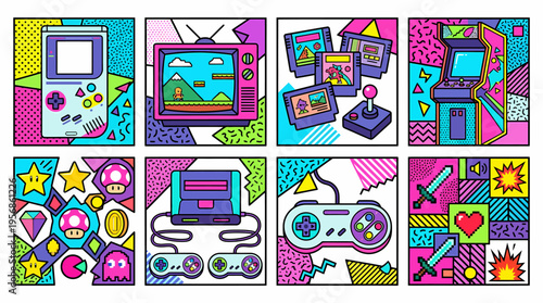 Retro Video Game Art Collage - 80s 90s Nostalgia