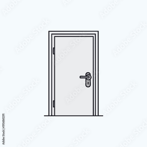 Simple line art icon of a closed, light gray interior door with a black handle and frame
