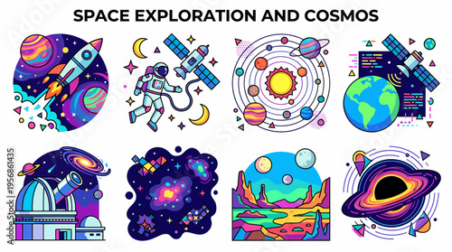 Space Exploration and Cosmos - Planets, Astronaut, Rocket, Galaxy