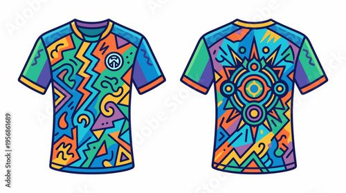Vibrant Abstract Patterned Soccer Jersey - Front and Back View