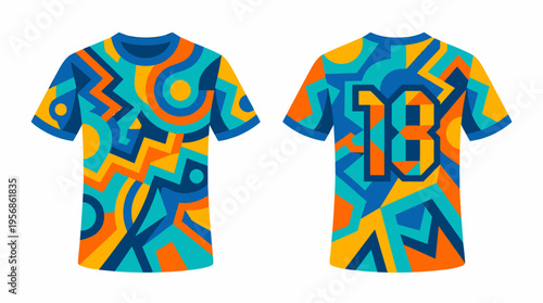 Abstract Pattern T-Shirt Design - Front and Back View