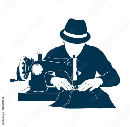 person sewing with a sewing machine in a workshop setting for fashion design and textile creation