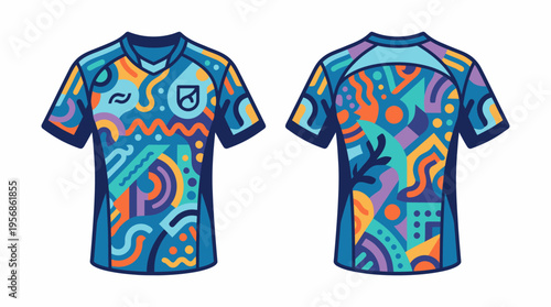 Abstract Patterned Soccer Jersey - Front and Back View