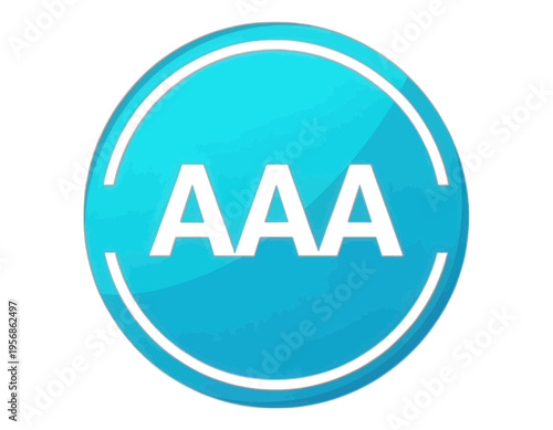AAA Text in Circle 3D Icon