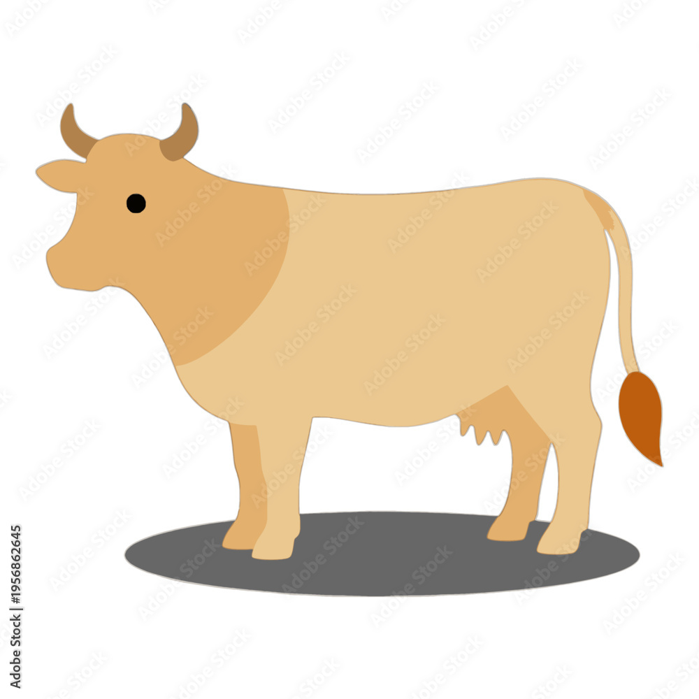 Fototapeta premium Cow Standing Flat Icon with Visible Udder