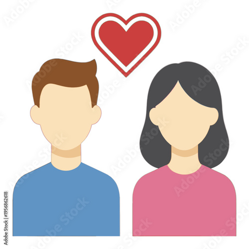 Couple With Heart Above Vector Icon