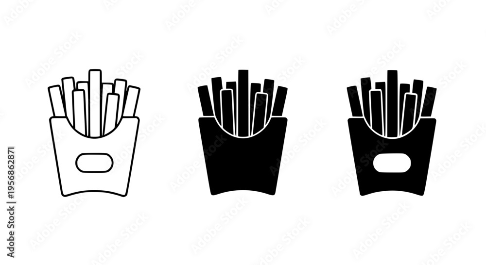 Fototapeta premium Simple French Fries Icons