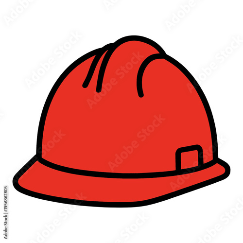 Red Hard Hat Outline Vector Icon