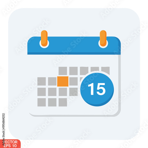 Simplified calendar icon highlighting the 15th day with an orange square