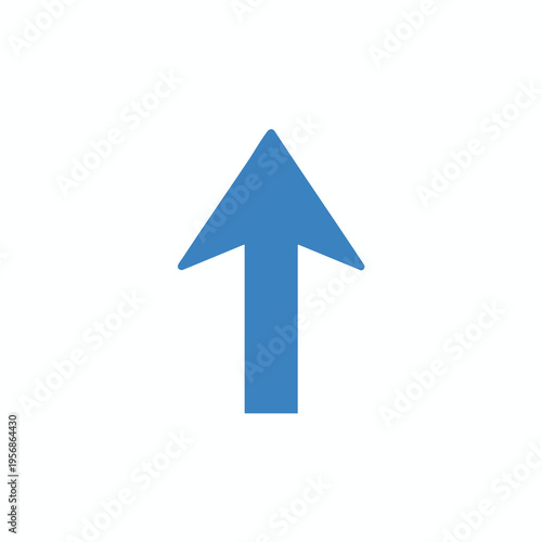 A solid blue arrow points upwards on a plain white background
