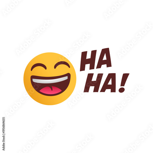 Laughing Emoji with text. Social Media Emoji