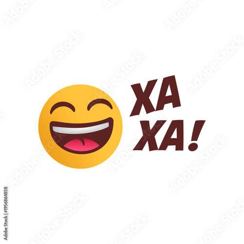 Laughing Emoji with text. Social Media Emoji