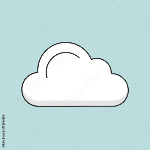 Stylized white cloud with a black outline against a pale blue background