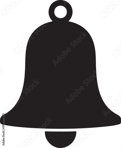 Notification bell silhouette icon for alert, reminder and app symbol
