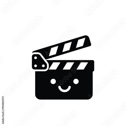 Smiling Movie Clapboard Icon for Creative Video Production and Film Content