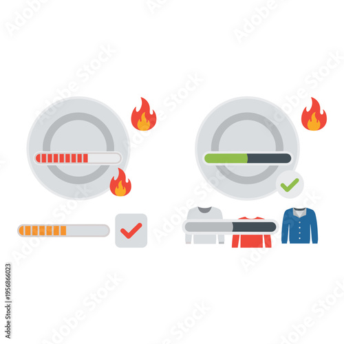 Set of 6 laundry symbols vector icons