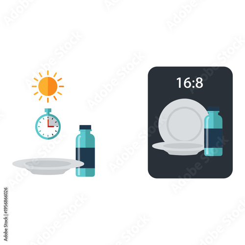 Set of 6 intermittent fasting icons vector