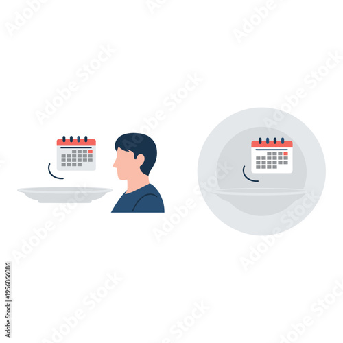 Vector illustration of man interacting with calendar icons