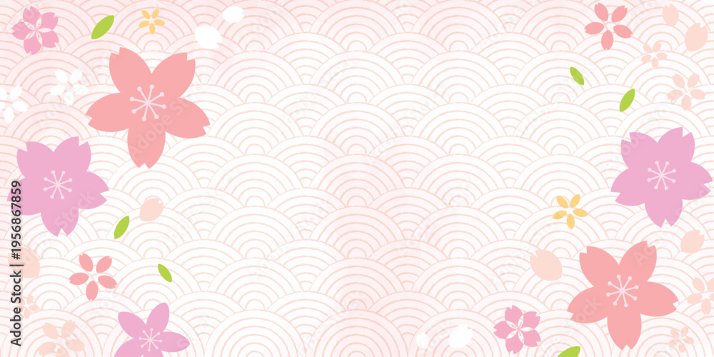 Obraz premium Spring Japanese Cherry blossom flower background vector. Sakura floral Wallpaper design of elegant gold line cherry blossom flower, branch. Illustration for banner, wall decoration, backdrop, ads.