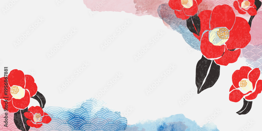 Fototapeta premium Spring Japanese Cherry blossom flower background vector. Sakura floral Wallpaper design of elegant gold line cherry blossom flower, branch. Illustration for banner, wall decoration, backdrop, ads.