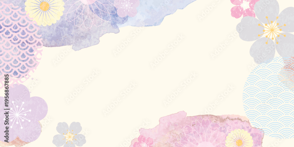 Fototapeta premium Spring Japanese Cherry blossom flower background vector. Sakura floral Wallpaper design of elegant gold line cherry blossom flower, branch. Illustration for banner, wall decoration, backdrop, ads.