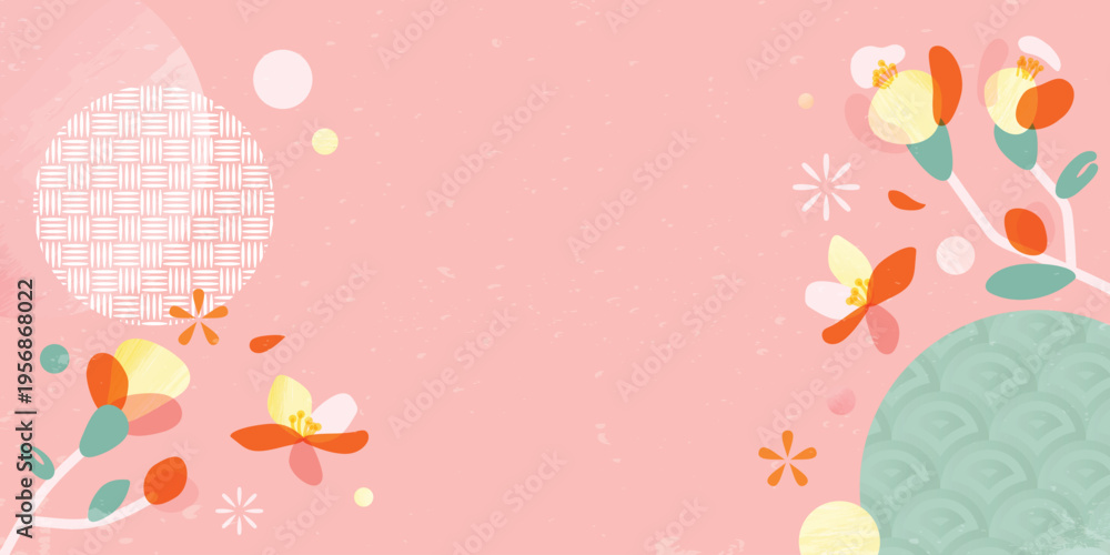 Fototapeta premium Spring Japanese Cherry blossom flower background vector. Sakura floral Wallpaper design of elegant gold line cherry blossom flower, branch. Illustration for banner, wall decoration, backdrop, ads.