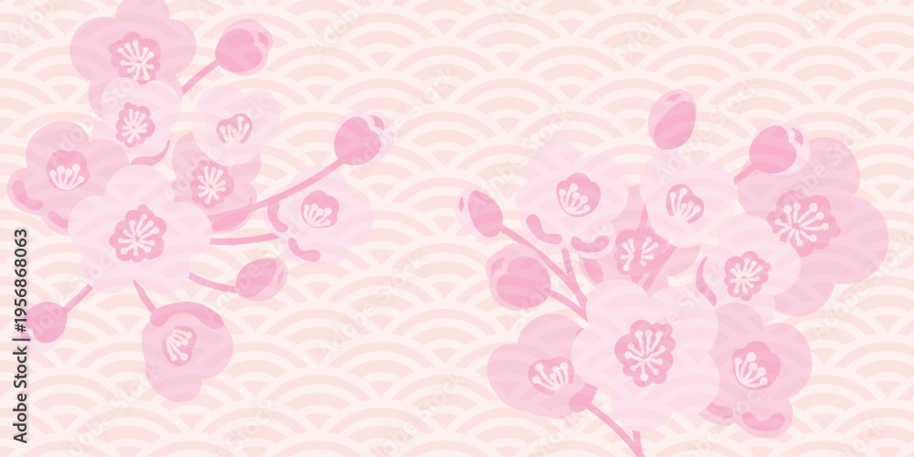 Fototapeta premium Spring Japanese Cherry blossom flower background vector. Sakura floral Wallpaper design of elegant gold line cherry blossom flower, branch. Illustration for banner, wall decoration, backdrop, ads.