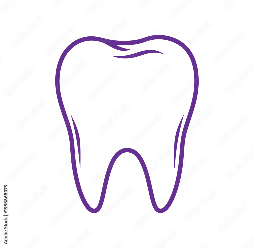 Obraz premium Purple outline of a molar tooth on white background