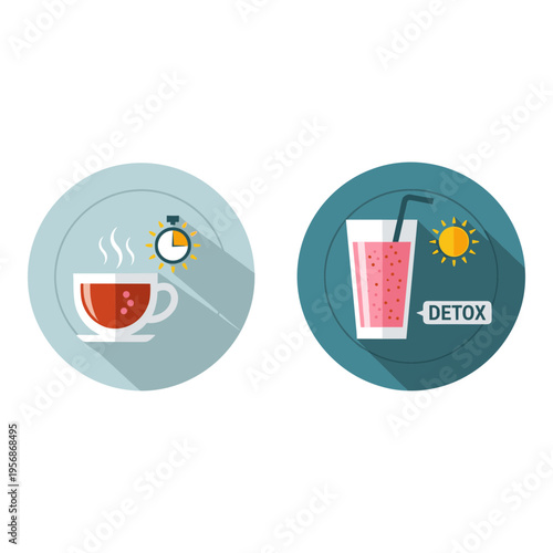 Set of 2 detox and coffee icons vector