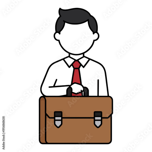 Businessman With Briefcase Line Icon