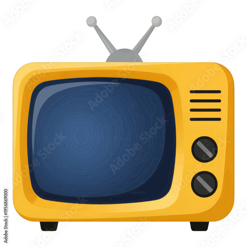 Retro TV With Antenna Flat Vector Icon