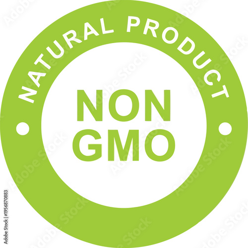 Green Non GMO Natural Product Round Stamp Label for Organic Food Packaging and Healthy Certification