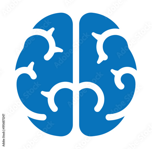blue brain icon symbolizing intelligence and cognitive function in a simple style