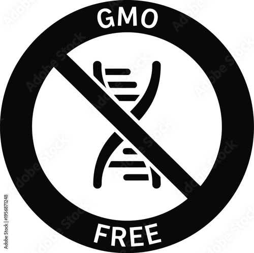 Non GMO Free Label Sign Isolated on White Background for Healthy Organic Food Product Packaging