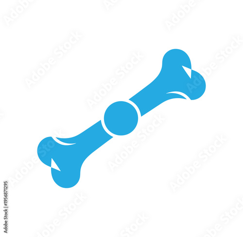 blue dog bone icon with circle in middle for pets or animals