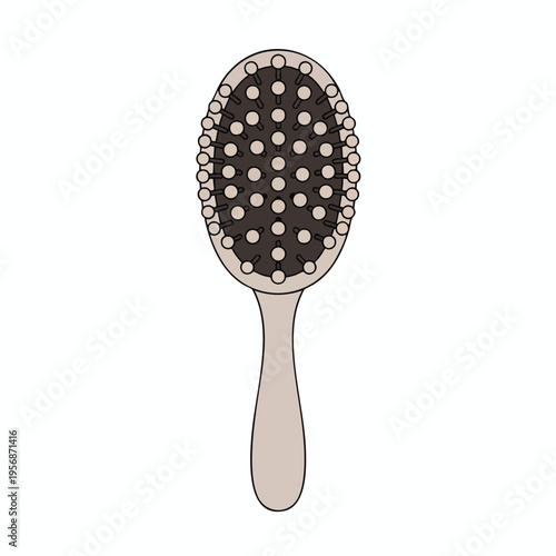 A light brown oval hairbrush with dark brown bristles and rounded tips