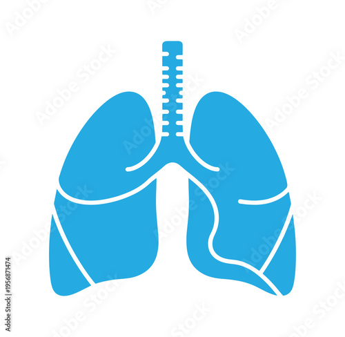 blue lungs with trachea anatomy illustration