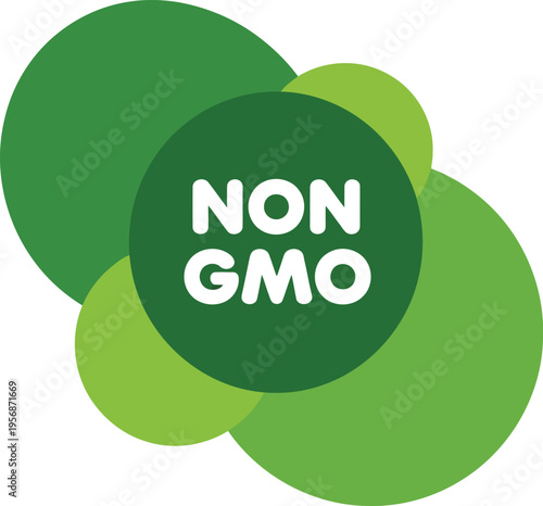 Non GMO Green Badge Sign for Organic Food Labeling and Natural Healthy Product Packaging Design
