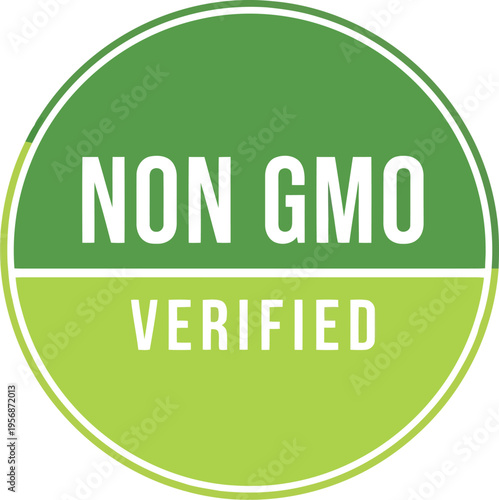 Non GMO Verified Green Circular Badge Label for Organic Natural Food Product Packaging Stamp Design