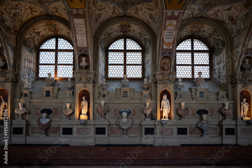 Munich, Germany - 30 Mar 24: Antiquarium hall interior with fresco ceiling, Munich Residenz