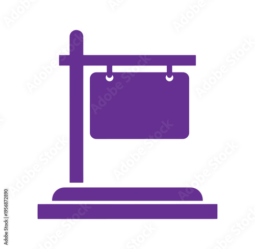 Purple signboard with blank sign on stand