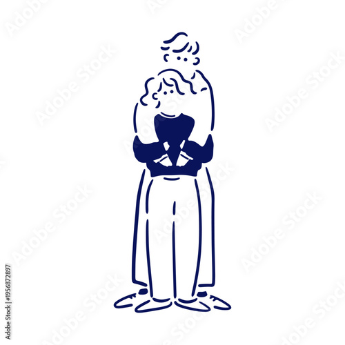 バックハグするカップルのイラスト素材