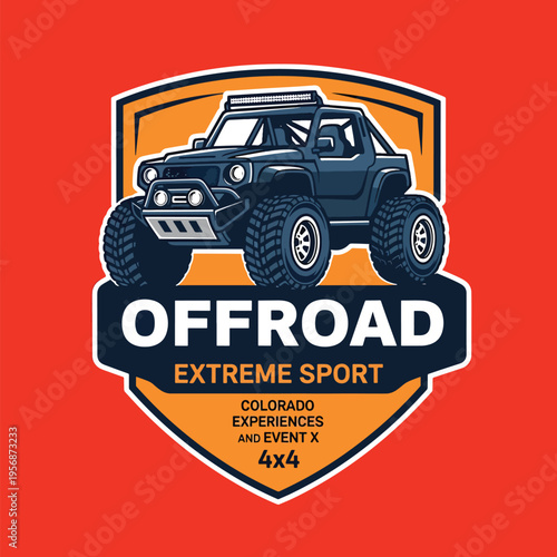 Dynamic Offroad Extreme Sport 4x4 Vehicle Emblem Design for Outdoor Adventure