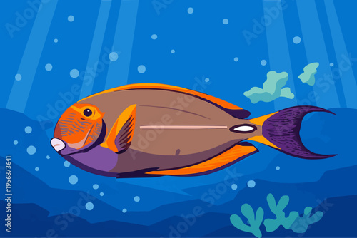 Eyestripe Surgeonfish is a social species, often found in small groups or pairs