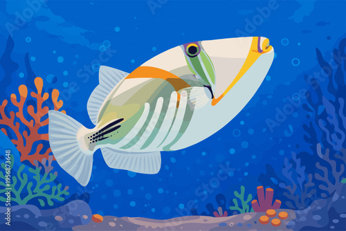 Lagoon Trigger fish is a vibrant and colorful marvel of the coral reef