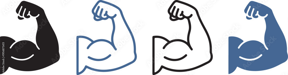 Εκτύπωση καμβά Set of flexing bicep muscle icons in different colors