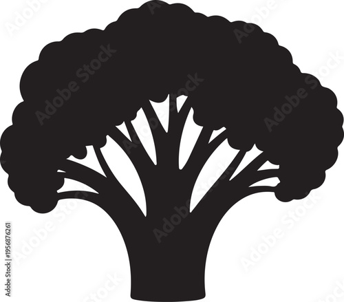 Broccoli silhouette icon for healthy food and organic nutrition design