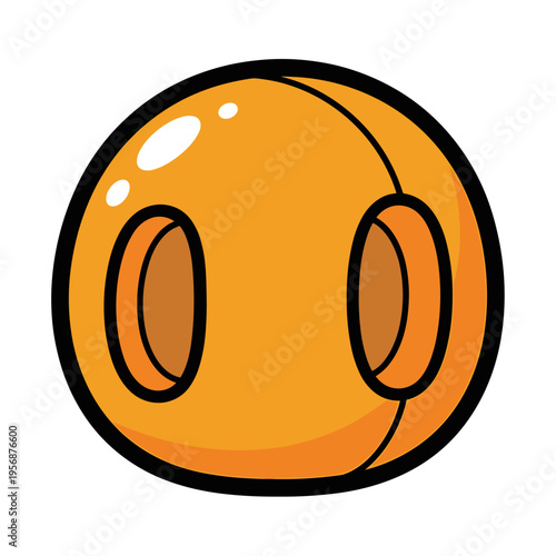 Yellow cord stop with round design isolated on a white background, showing detailed contours and vibrant color