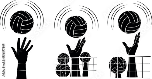 Volleyball serve techniques and hand positioning diagrams